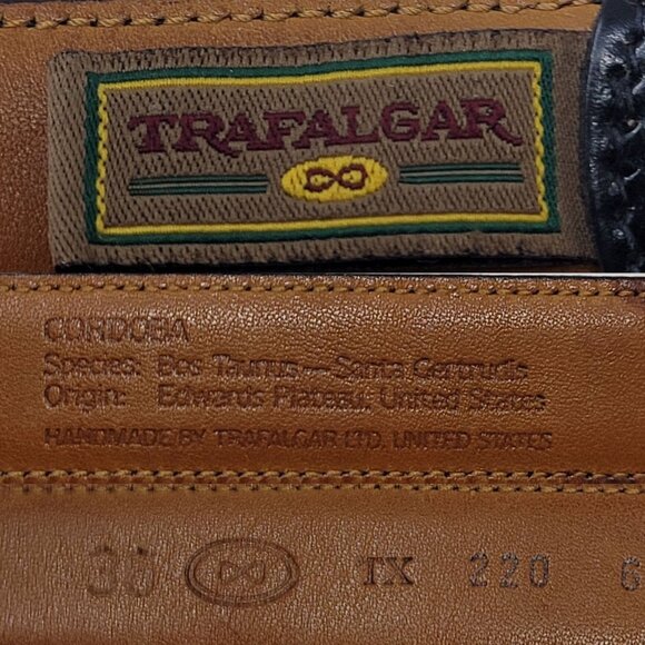 Trafalgar Black Cortina Leather Belt Mens 30 Handmade USA Brass Buckle Timeless - Picture 3 of 12